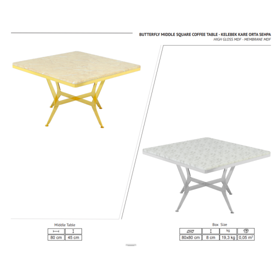 BUTTERFLY MITTLERER QUADRATISCHER COUCHTISCH 