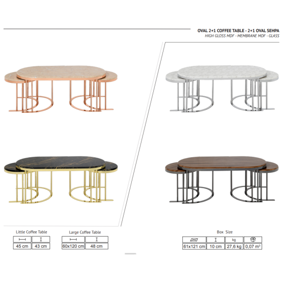 OVAL 2 + 1 COUCHTISCH