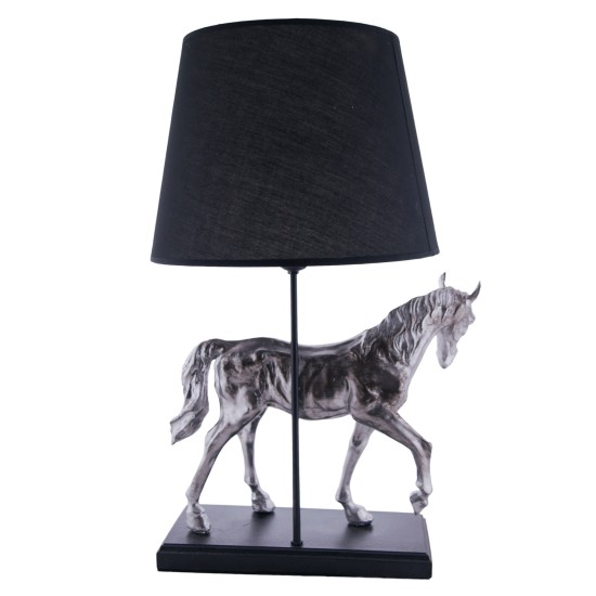 Pferdeleuchte Tischlampe Pferd Lampe Mustang / Silber