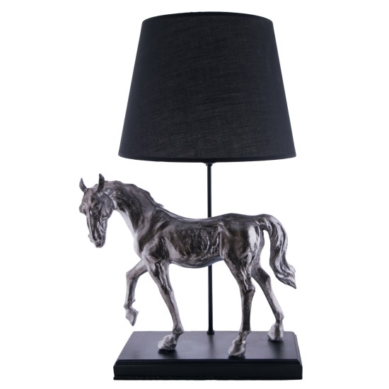 Pferdeleuchte Tischlampe Pferd Lampe Mustang / Silber