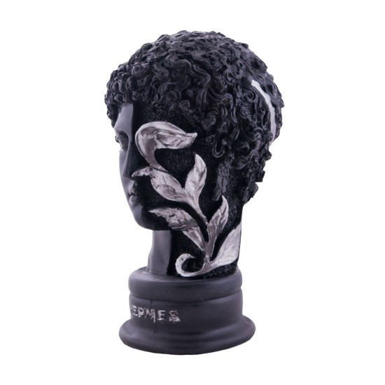 Hermes Gesicht mit Blume / Schwarz -Silber